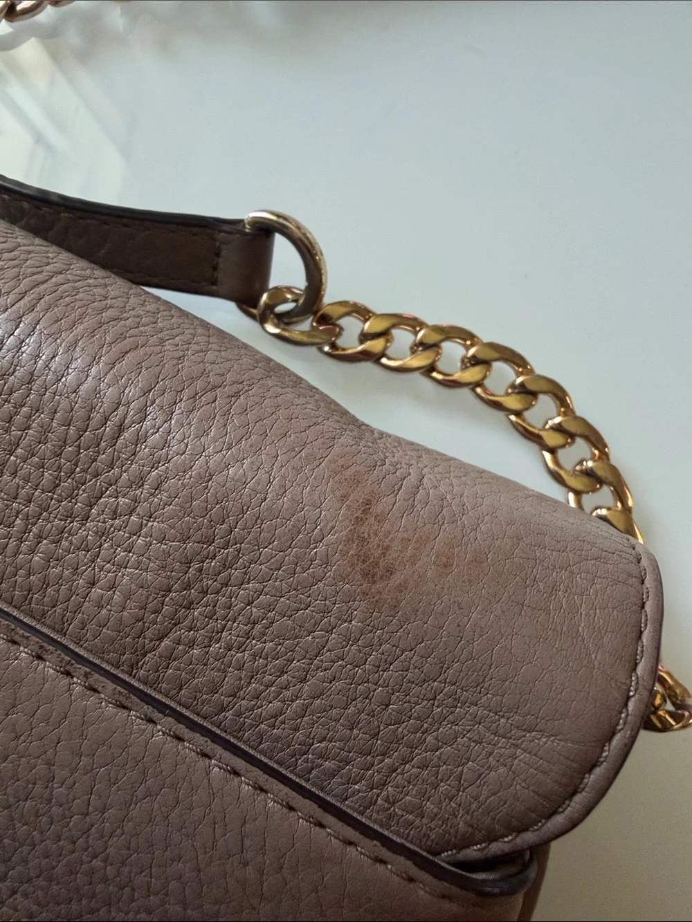Michael Kors Taupe Leather Crossbody with Gold Hardware
